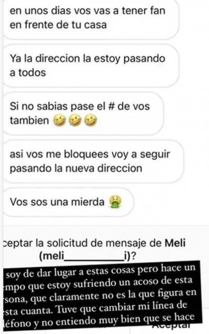 Violeta Urtizberea reveló los mensajes que recibió del acosador