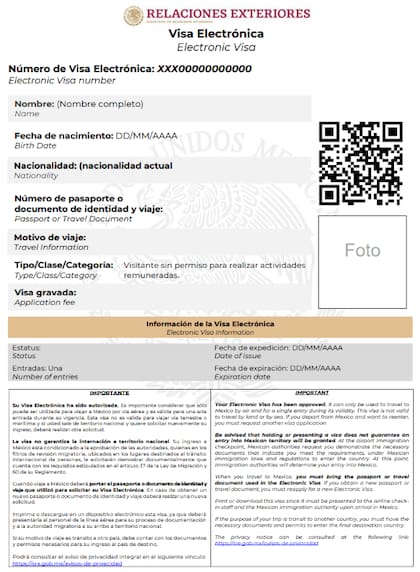 Visa electrónica de México para visitantes (DOF)