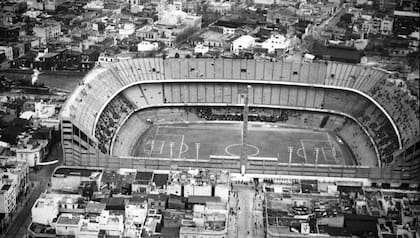 Vista aérea de La Bombonera en 1940. Foto: Wikimedia Commons
