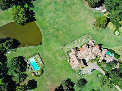 Vista aérea de la Estancia Villa María, de 74 hectáreas, elegida por Abel Pintos y su pareja para celebrar su casamiento