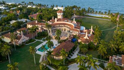 Vista aérea de la mansión Mar-a-Lago del ex presidente Donald Trump en Florida