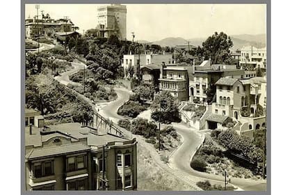 Vista aérea de Lombard Street en 1930.