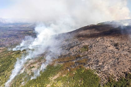 Vista aérea de los incendios