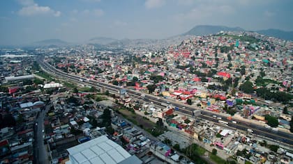 Vista aérea de un barrio pobre de Ecatepec