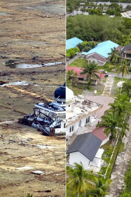 Vista aérea de una mezquita en Kuala Bubon