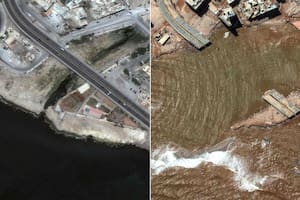 Las impactantes imágenes satelitales que muestran la devastación que provocaron las inundaciones en Libia