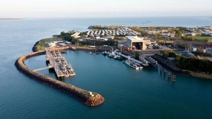 Vista area del cerco de defensa de Larrakeyah