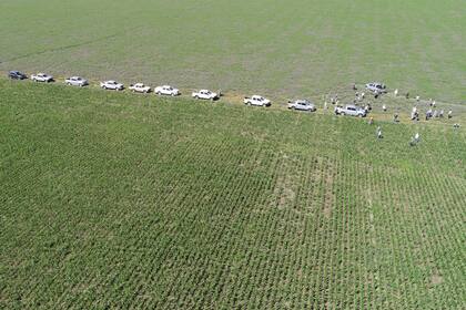 Vista aérea del encuentro organizado por la Regional Aapresid Pergamino-Colón en el establecimiento La Oración