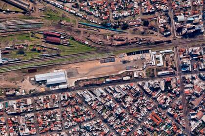 Vista aérea de la zona de obras del soterramiento del Sarmiento
