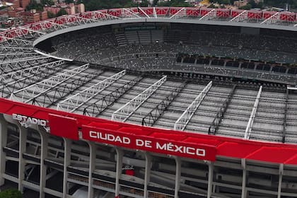 Vista aérea tomada con un dron el 20 de mayo de 2026 del simbólico Estadio Azteca de la Ciudad de México, que será anfitrión del partido inaugural de la Copa Mundial de la FIFA 2026 el 11 de junio, en Ciudad de México