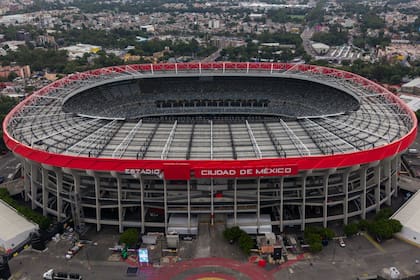 Vista aérea tomada con un dron el 20 de mayo de 2026 del simbólico Estadio Azteca de la Ciudad de México, que será anfitrión del partido inaugural de la Copa Mundial de la FIFA 2026 el 11 de junio