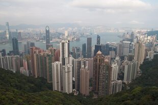 Vista de Peak Road en Hong Kong