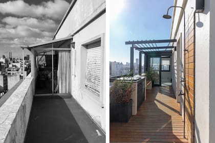 Vista del antes y después en este departamento céntrico en piso 13.