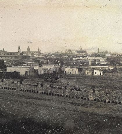 "Vista desde el Retiro", tomada en 1852, muestra los antiguos cuarteles y la vieja calle Florida