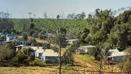 Vista desde el secadero hacia un barrio de Santo Pipó, en 1945