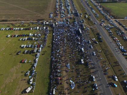 Vista desde un drone de lo que fue el inicio de la concentración de la marcha del #9J en San Nicolás