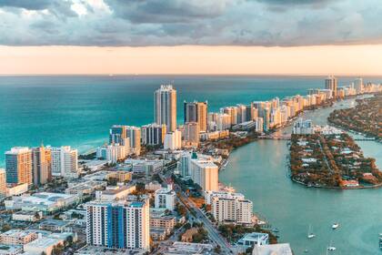 Vista en helicóptero de South Beach, en Miami