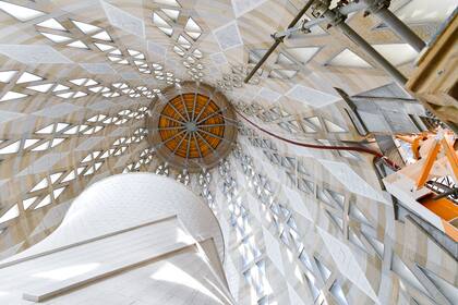 Vista general de una torre de la Sagrada Familia tomada el 16 de septiembre de 2020 en Barcelona