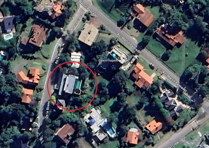 Vista satelital de la casa de Pinamar ubicada en la calle De la Sirena
