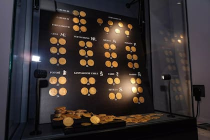 Vitrina donde estaban expuestas las monedas de oro