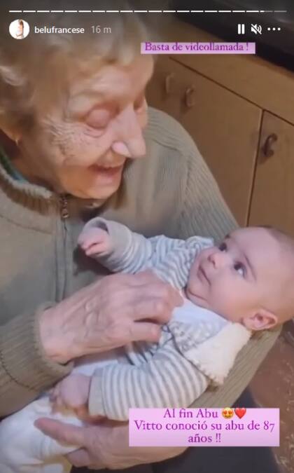 Vitto, el bebé de Belén Francese, conoció a su abuela paterna y la actriz mostró el conmovedor momento en Instagram
