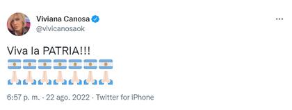 "Viva la Patria", la celebración de Viviana Canosa tras el pedido de condena de Cristina Kirchner (Foto: Twitter @vivicanosaok)