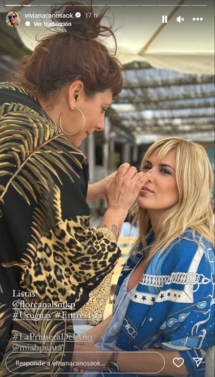 Antes de la entrevista, Viviana Canosa mostró cómo se estaba preparando