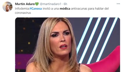 Viviana Canosa recibió el repudio de cientos de usuarios de Twitter tras sus dichos sobre los médicos