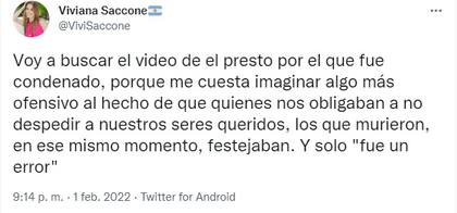 Viviana Saccone defendió a El Presto (Foto: Twitter)