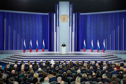 Vladimir Putin da su discurso anual a la nación en Moscú, el 21 de febrero de 2023 