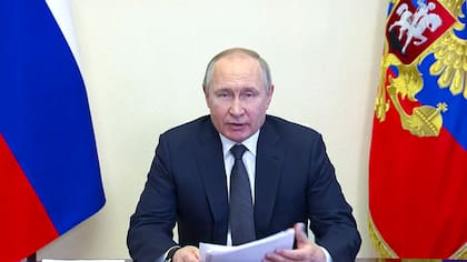 Vladimir Putin, durante un discurso televisado. (Russian Presidential Press Service via AP)