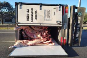 Volcaron dos camiones que transportaban carne en el Acceso Oeste y la Autopista Ricchieri