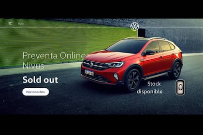 En la página web de la preventa, se pudo ver la leyenda de sold out ("agotado" en inglés) para avisar a los clientes que ya no quedaba disponible ninguna unidad de Nivus