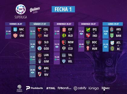 El programa completo de la primera fecha.