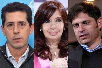 Wado de Pedro; Cristina Kirchner y Axel Kicillof