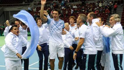 Walter, con la bandera argentina en Gdansk