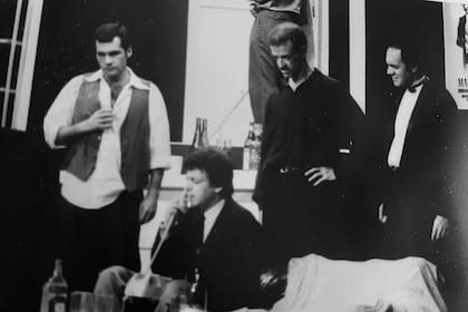 Walter Ferreyra Ramos, Rubén Martín, Fernando Lewis y Nicolás Frías, en el Teatro Empire, en Los muchachos de la banda