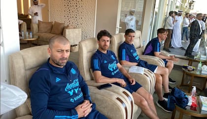 Walter Samuel, Pablo Aimar, Roberto Ayala y Matías Manna, parte del cuerpo técnico argentino