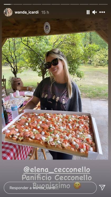 Wanda Nara compartió imágenes del gran almuerzo familiar en la casa de campo que la pareja tiene en Milán, Italia