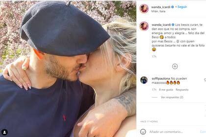 Wanda Nara celebró el Día Internacional del Beso con una chape con su marido Mauri Icardi