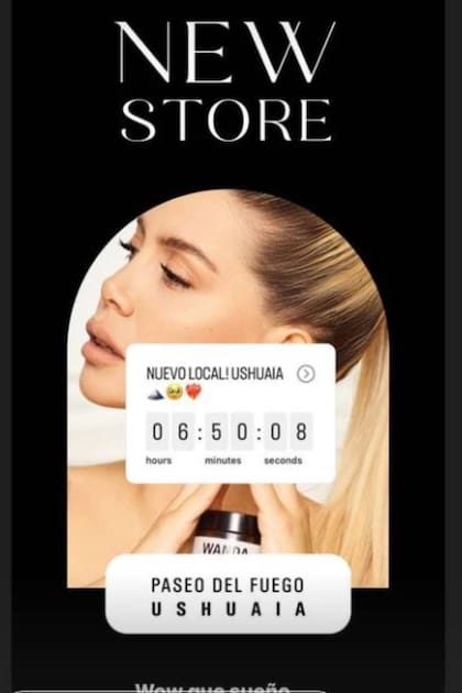 Wanda Nara compartió también en sus historias una noticia relacionada con su propio emprendimientos de cosméticos