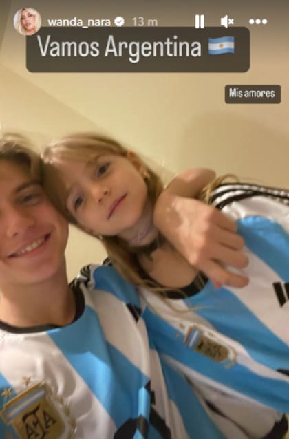 Wanda Nara compartió una foto de sus hijos en la previa del partido de Argentina y México (Foto: Captura Instagram/@wandanara)