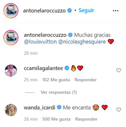 Wanda Nara elogió a Antonela Roccuzzo en Instagram