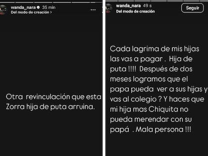Wanda Nara estalló en redes sociales contra la China Suárez por haber hecho llorar a una de sus hijas