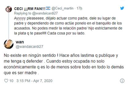 Wanda Nara le respondió a algunas usuarias de Twitter que la cuestionaron