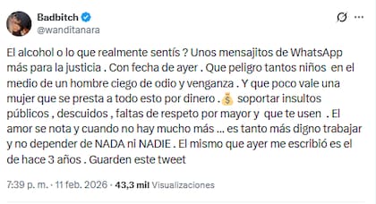 Wanda Nara le respondió a Mauro Icardi y a la China Suárez a través de X