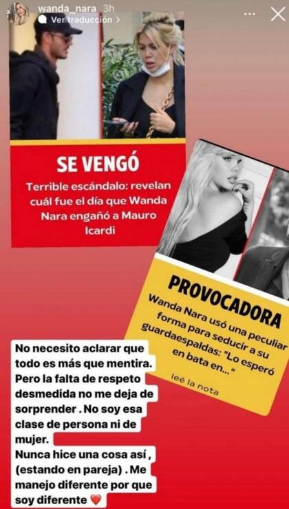 Wanda Nara negó los rumores de infidelidad con su exguardaespaldas