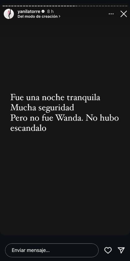 Wanda Nara no estuvo presente en el lugar (Captura: Instagram @yanilatorre)