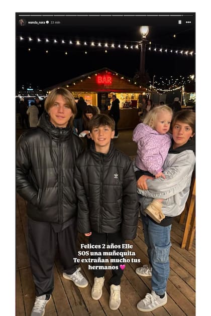 Wanda Nara y la imagen con la que saludó a la pequeña de Maxi López por su cumpleaños (Foto: Instagram/@wanda_nara)