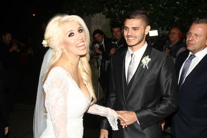 Wanda Nara y Mauro Icardi en el día de su casamiento